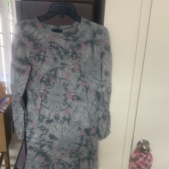 As U Wish Dresses & Skirts - As U Wish Gray and Pink Tie-Dye Dress